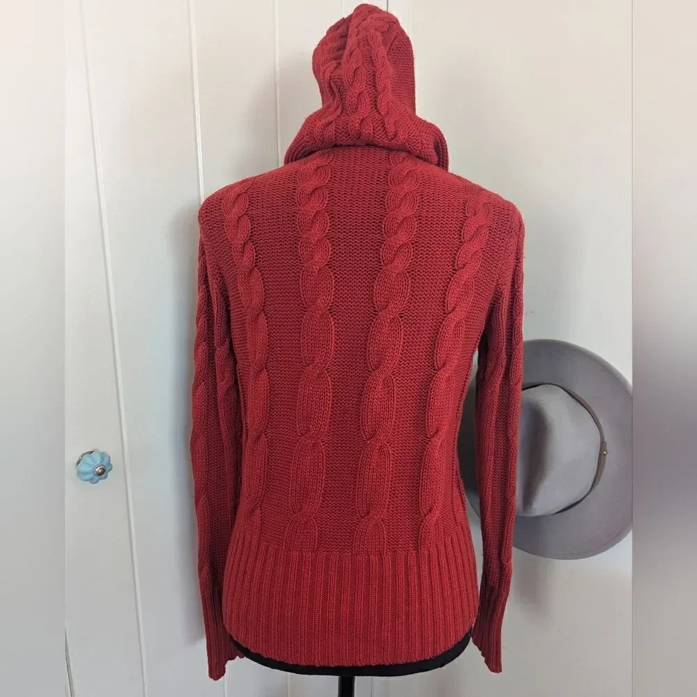 Saks 5th Avenue Silk Cashmere Cable Knit Hoodie Quiet Luxury S Preppy Nautical